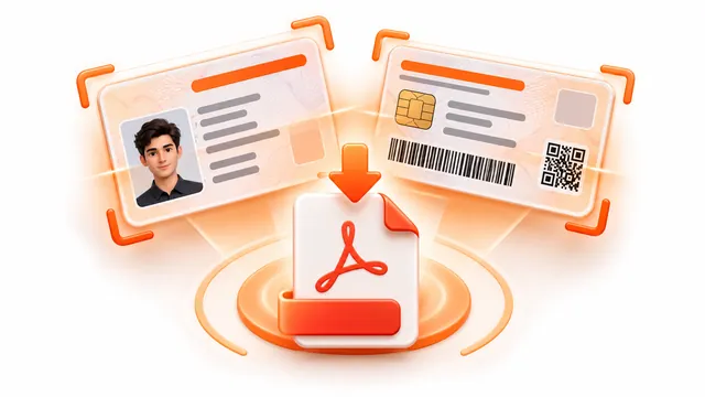 Front and back of an ID card being combined into a single PDF page